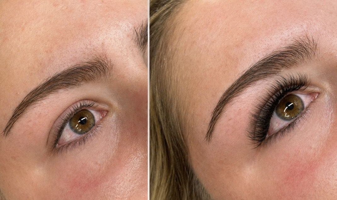 Lash Lift voor en na — gelifte, vollere wimpers en verfijnde brow